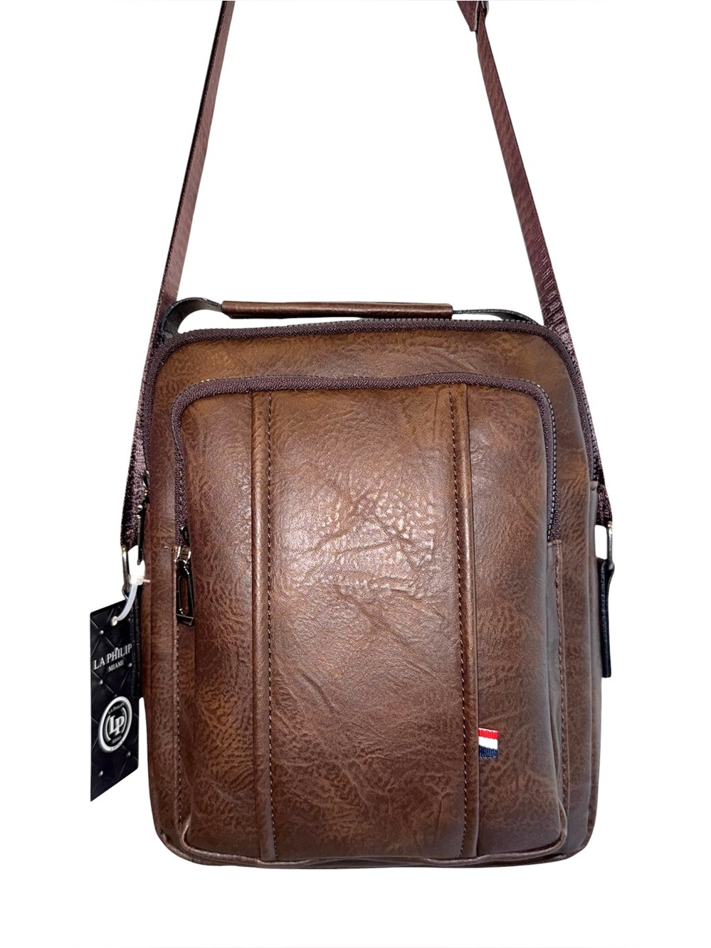 Brown Leather Messenger Bag for Men